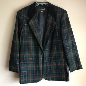 Vintage Tartan Wool Blend Blazer
